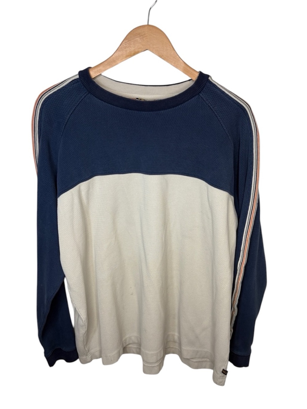 Y2K Vans Navy Grey Colorblock Knit Long Sleeve Shirt Men Size XL BLEMISH